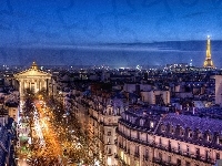 Wieża, Panorama, Paryż, Nocą, Eiffla
