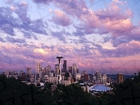 Świt, Space Needle, Stany Zjednoczone, Seattle, Wieża