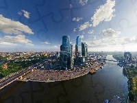 Wieżowce, Widok, Miasto, Estakada