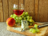 Brzoskwinia, Wino, Ser, Winogrona