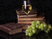 Książki, Winogrona, Wino