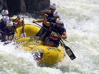 wiosła , spływ, kaski, Rafting, rzeka, ponton