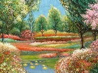 Krajobraz, Wiosna, Obraz