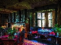 Restauracja, Wnętrze, Kominek