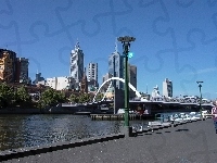 Woda, Wieżowce, Melbourne, Australia, Most