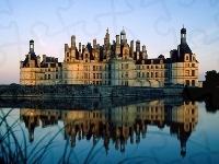 Woda, Chambord, Rzeka Cosson, Francja, Odbicie, Zamek Chateau de Chambord