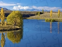 Woda, Jezioro, Niebieska, Drzewa