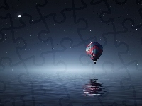 Woda, Balon, Noc, Odbicie