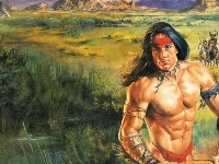 Woda, Indianin, Trawa, Tipi
