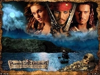 Orlando Bloom, woda, Piraci Z Karaibow Johnny Depp, Keira Knightley, księżyc