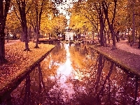 Wodny, Jesień, Park, Zbiornik, Alejki
