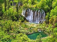 Wodospad, Przyroda, Chorwacja, Plitvice, Jezioro