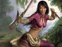 Wojowniczka, Las, Kobieta, Jade Empire, Miecz