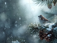 Szyszki, Wróbel, Sosna, Grafika AI