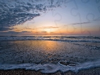 Wschód, Morze, Plaża, Słońca