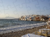 Wybrzeżu, Grecja, Miasto, Na, Mykonos