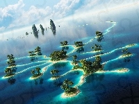 Wyspy, Ocean, Pacyfik, Palmy