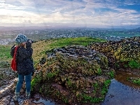 Wzgórza, Aparat, Miasta, Dziewczyna, Fotograficzny, Panorama