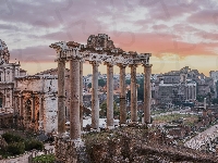 Wzgórze Kapitolińskie, Rzym, Świątynia Saturna, Włochy, Zabytek, Forum Romanum, Ruiny