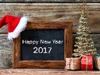 Życzenia, Choinka, Prezenty, Szczęśliwego Nowego Roku 2017