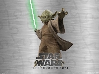 mistrz Yoda, dłoń, napis, Star Wars, laser