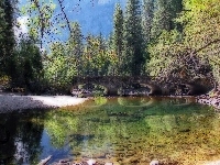 Park Narodowy Yosemite, Most, Stany Zjednoczone, Stan Kalifornia, Rzeka Merced