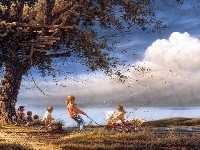 Lato, Zabawa, Obraz, Terry Avon Redlin, Dzieci