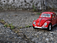 Czerwony, Zabawka, Samochód, Volkswagen Garbus