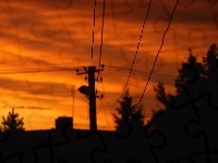 Zabudowanie, Słońca, Słup, Elektryczny, Zachód