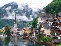 Zabudowanie, Austria, Jezioro, Góry, Hallstatt