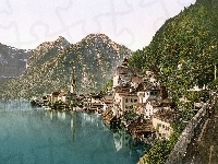 Zabudowanie, Austria, Jezioro, Góry, Hallstatt