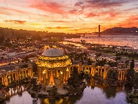 Golden Gate Bridge, Pałac Sztuk Pięknych, Zabytek, Palace of Fine Arts, Cieśnica Golden Gate, Kalifornia, Stany Zjednoczone, Most, San Francisco