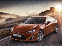 Zachód, Toyota GT86, Droga, Słońca