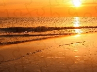 Zachód, Morze, Plaża, Słońca