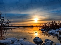 Słońca, Zachód, Jezioro