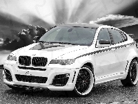 Zaciski, BMW X6, Czerwone, Chmury