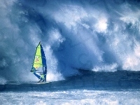 żagiel , fala, Windsurfing, deska, morze