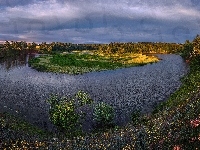 Zakole, Rzeka, Półwysep, Las