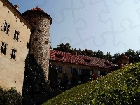 Zamek, Krajobraz, Lato, Łąka