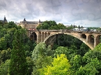 Zamek, Parku, Luksemburg, Most, Fragment