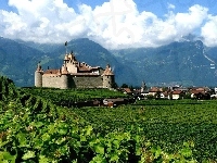 Szwajcaria, Zamek Aigle Castle, Region Chablais Vaudois, Winnice