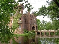 Zamek, Niemcy, Most, Woda, Moyland