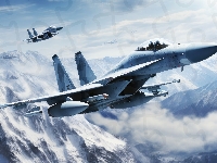 Samoloty, Zaśnieżone, Wojskowe, AI, Góry