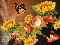 Zbóż, Kwiaty, Kłosy, Motyle