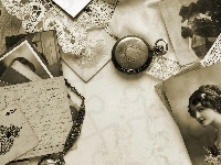 Zdjęcia, Sepia, Zegarek, Kompozycja, Listy, Karty
