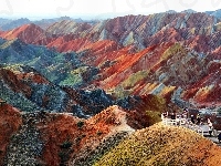 Zhangye Danxia, Kolorowe, Góry, Chiny