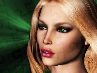 Dziewczyna, Zielone, Blondynka, Grafika 2D, Oczy