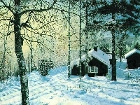 Domki, Zima, Drzewa