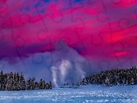 Gejzery, Stany Zjednoczone, Park Narodowy Yellowstone, Zima