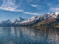 Wyoming, Jezioro, Góry, Jackson Lake, Stany Zjednoczone, Park Narodowy Grand Teton